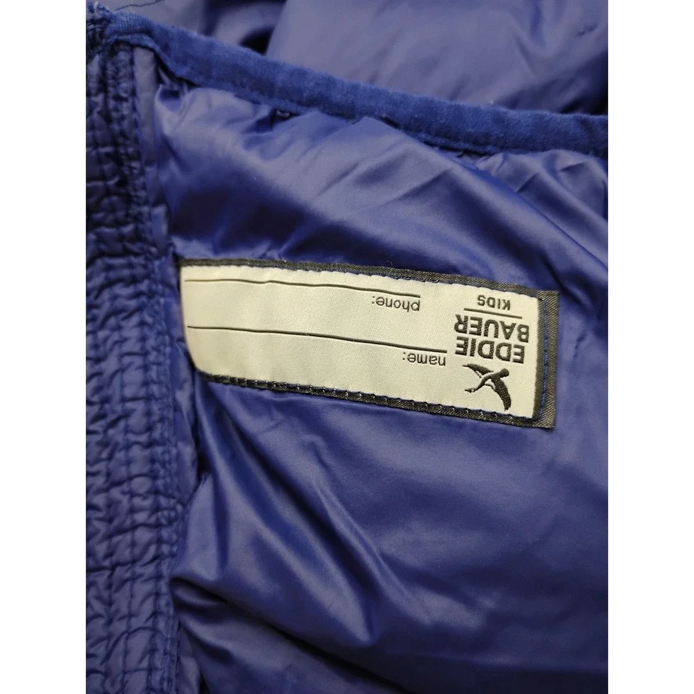 Eddie Bauer Jacket Kids XL Blue Goose Down Full Zip Puffer Pockets Outdoor 14/16